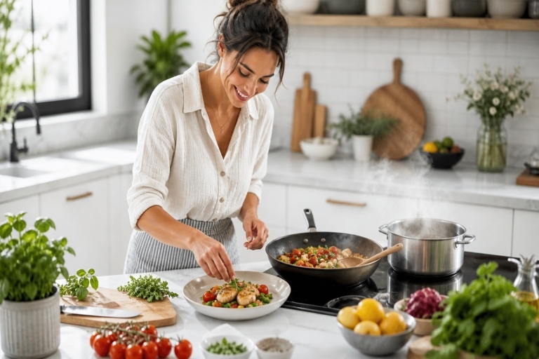 Ein schnelles Curry aus Erbsen, Kartoffeln und Kokosmilch kochen